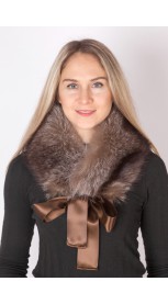 Raccoon fur collar-neck warmer